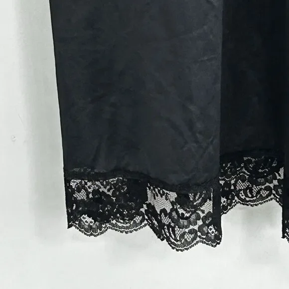 Vintage Sliperfection Slip Dress Size 38 Black Lace Trim Adjustable Straps Sexy - Picture 5 of 11